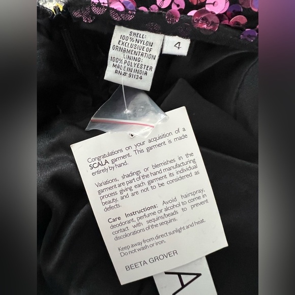 Nwt Scala Plum Pink Sequins Mesh Stretchy Bodycon Dress Size 4 - Picture 16 of 17